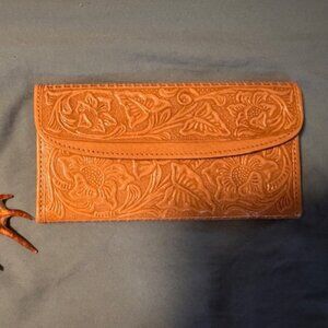 Handmade floral leather wallet